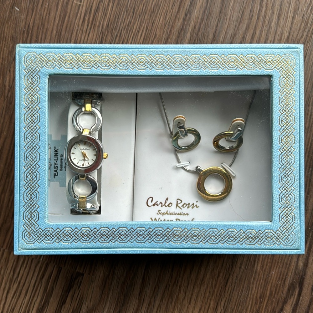 Carlo Rossi jewelry set 2 tone